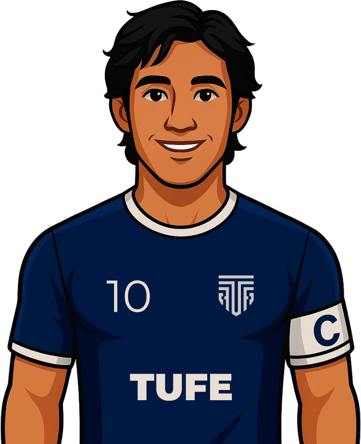 TUFÃO, o mascote da TUFE, com a camisa 10 e a braçadeira de capitão